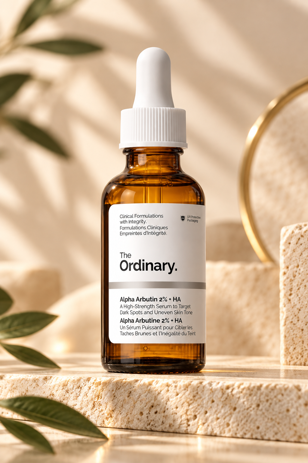 The Ordinary Alpha Arbutine 2% + Acide Hyaluronique, Éclaircit la peau et élimine les taches brunes, 30 ml