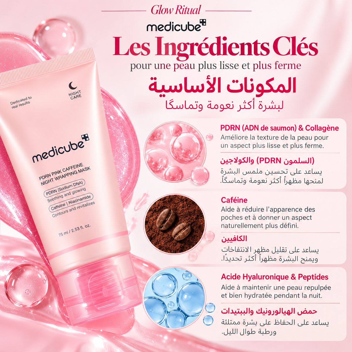 Medicube – PDRN Pink Caffeine Night Wrapping Mask
