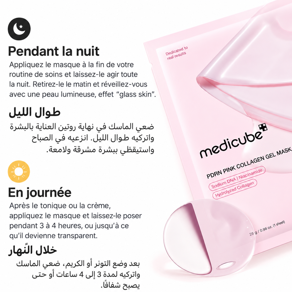 Medicube Masque Gel PDRN Pink Collagène ADN de Saumon x4