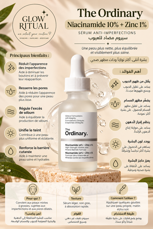 The Ordinary Niacinamide 10 % + Zinc 1 % – Lissant pour Peaux à Imperfections, 30 ml
