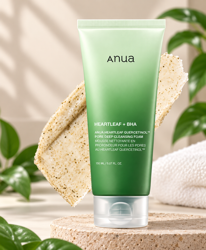 ANUA Heartleaf Nettoyant Visage Moussant – Mousse Nettoyante Acide Salicylique (BHA), Nettoyage Profond des Pores & Points Noirs, Hydratant, Peau Sensible, Skincare Coréenne – 150ml