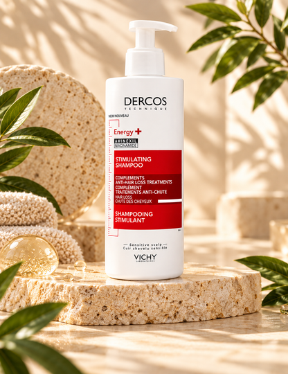 Dercos - Shampoing Anti Chute Cheveux Energisant - Réduit la Perte de Cheveux et la Casse - Niacinamide, AHA et Vitamine E - 390 ml