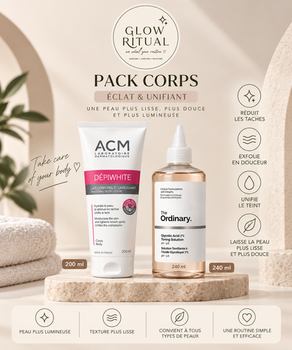 Pack Glow Corps – Exfoliation & Éclat- مجموعة العناية بالجسم – تقشير وإشراقة ✨