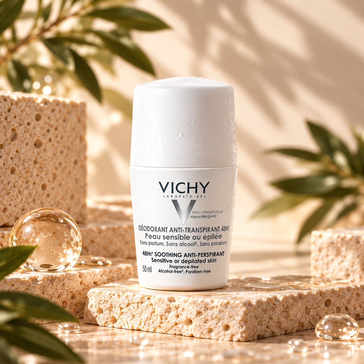 Vichy Déodorant Anti-transpirant 48 h – Peau sensible ou épilée – 50 ml