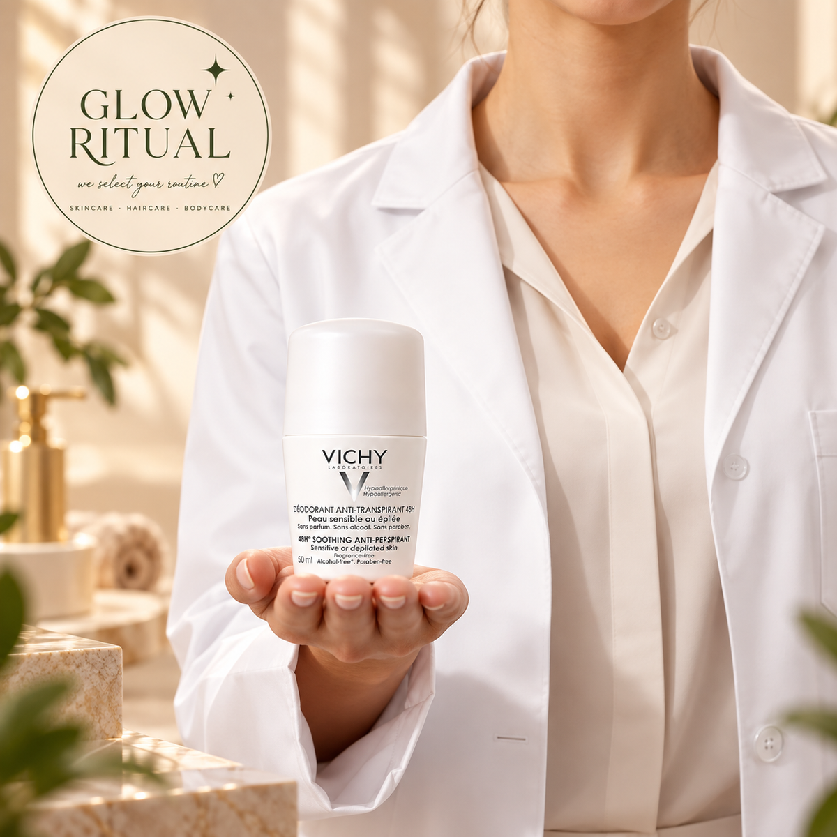 Vichy Déodorant Anti-transpirant 48 h – Peau sensible ou épilée – 50 ml